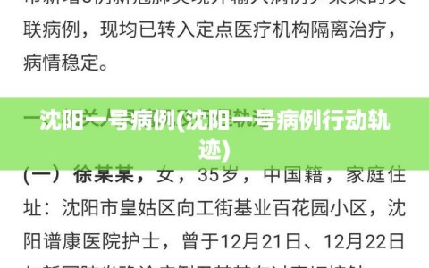 沈阳一号病例(沈阳一号病例行动轨迹)