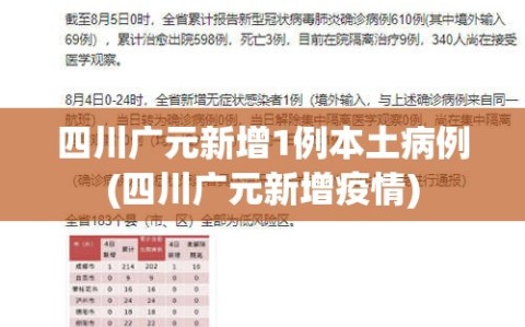 四川广元新增1例本土病例(四川广元新增疫情)