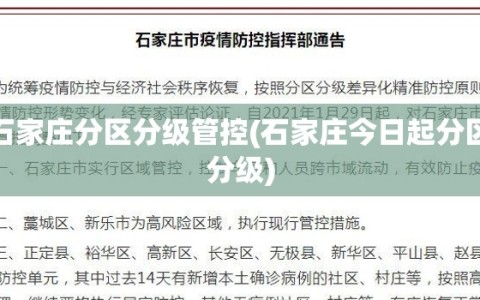 石家庄分区分级管控(石家庄今日起分区分级)