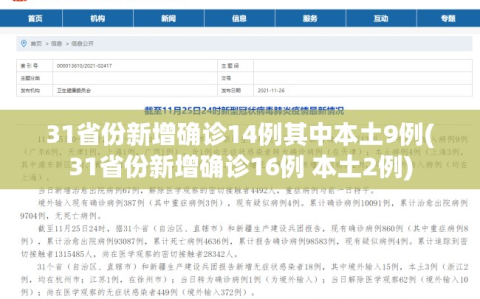 31省份新增确诊14例其中本土9例(31省份新增确诊16例 本土2例)