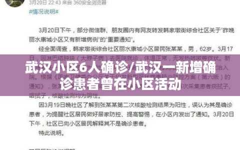 武汉小区6人确诊/武汉一新增确诊患者曾在小区活动