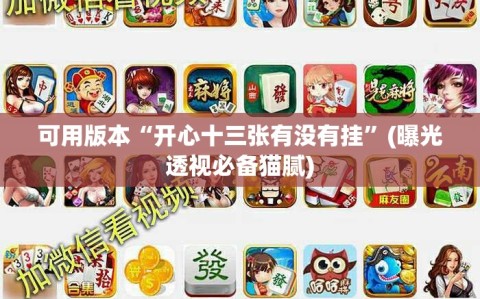 可用版本“开心十三张有没有挂”(曝光透视必备猫腻)