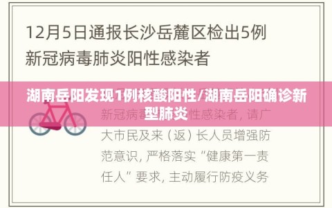 湖南岳阳发现1例核酸阳性/湖南岳阳确诊新型肺炎