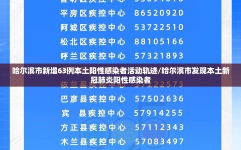 哈尔滨市新增63例本土阳性感染者活动轨迹/哈尔滨市发现本土新冠肺炎阳性感染者