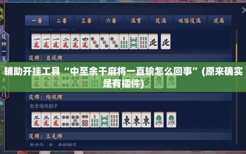 辅助开挂工具“中至余干麻将一直输怎么回事”(原来确实是有插件)