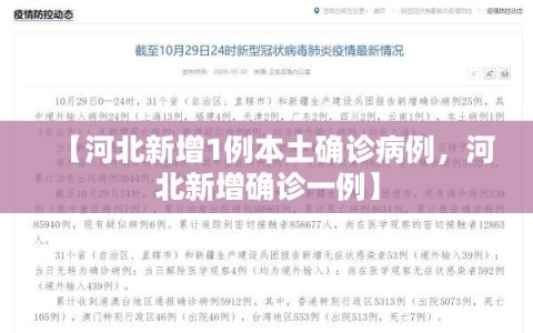 【河北新增1例本土确诊病例，河北新增确诊一例】