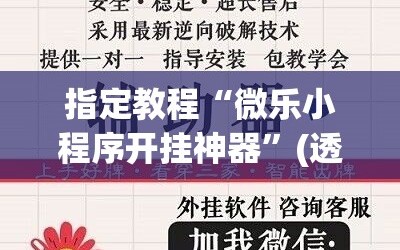 指定教程“微乐小程序开挂神器”(透视挂)辅助透视教程