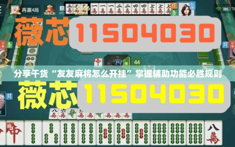 分享干货“友友麻将怎么开挂”掌握辅助功能必胜规则