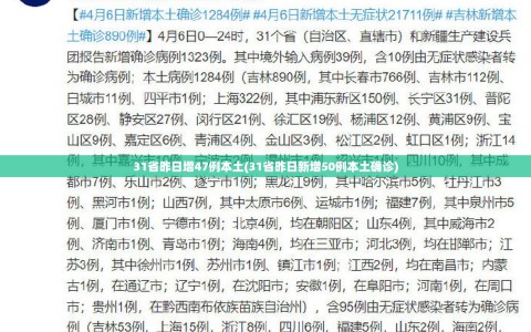 31省昨日增47例本土(31省昨日新增50例本土确诊)