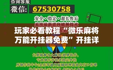 玩家必看教程“微乐麻将万能开挂器免费”开挂详细安装教程