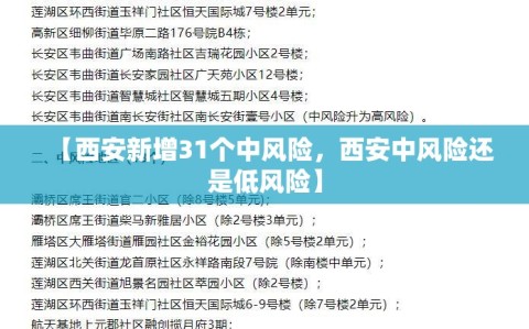 【西安新增31个中风险，西安中风险还是低风险】