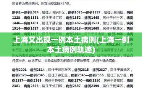 上海又出现一例本土病例(上海一例本土病例轨迹)