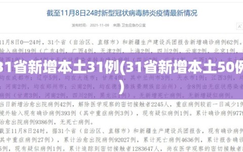 31省新增本土31例(31省新增本土50例)