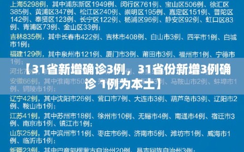 【31省新增确诊3例，31省份新增3例确诊 1例为本土】