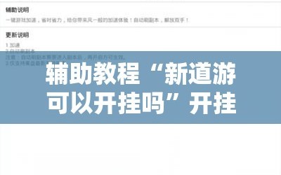 辅助教程“新道游可以开挂吗”开挂详细安装教程