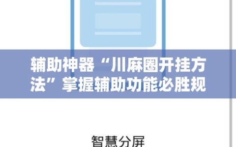 辅助神器“川麻圈开挂方法”掌握辅助功能必胜规则