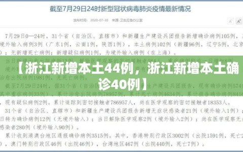 【浙江新增本土44例，浙江新增本土确诊40例】