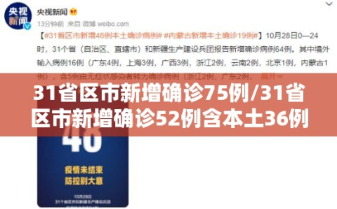 31省区市新增确诊75例/31省区市新增确诊52例含本土36例
