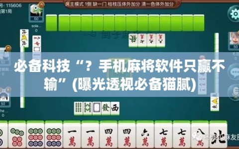 必备科技“？手机麻将软件只赢不输”(曝光透视必备猫腻)