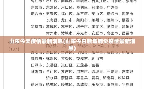 山东今天疫情最新消息(山东今日新增肺炎疫情最新消息)